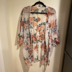 Boutique Floral Short Sleeve Coverup